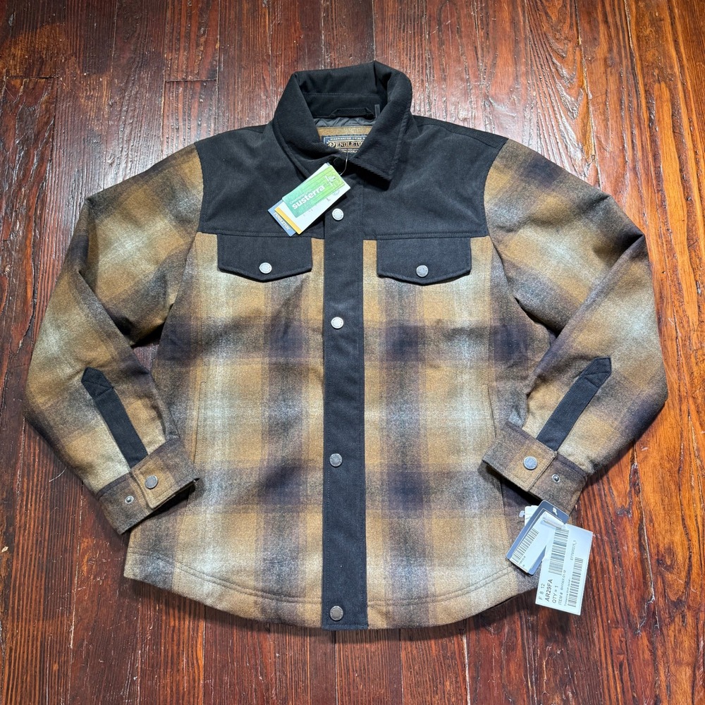 Pendleton Timberline Jacket Mens M Brown Black Plaid Wool Flannel Susterra